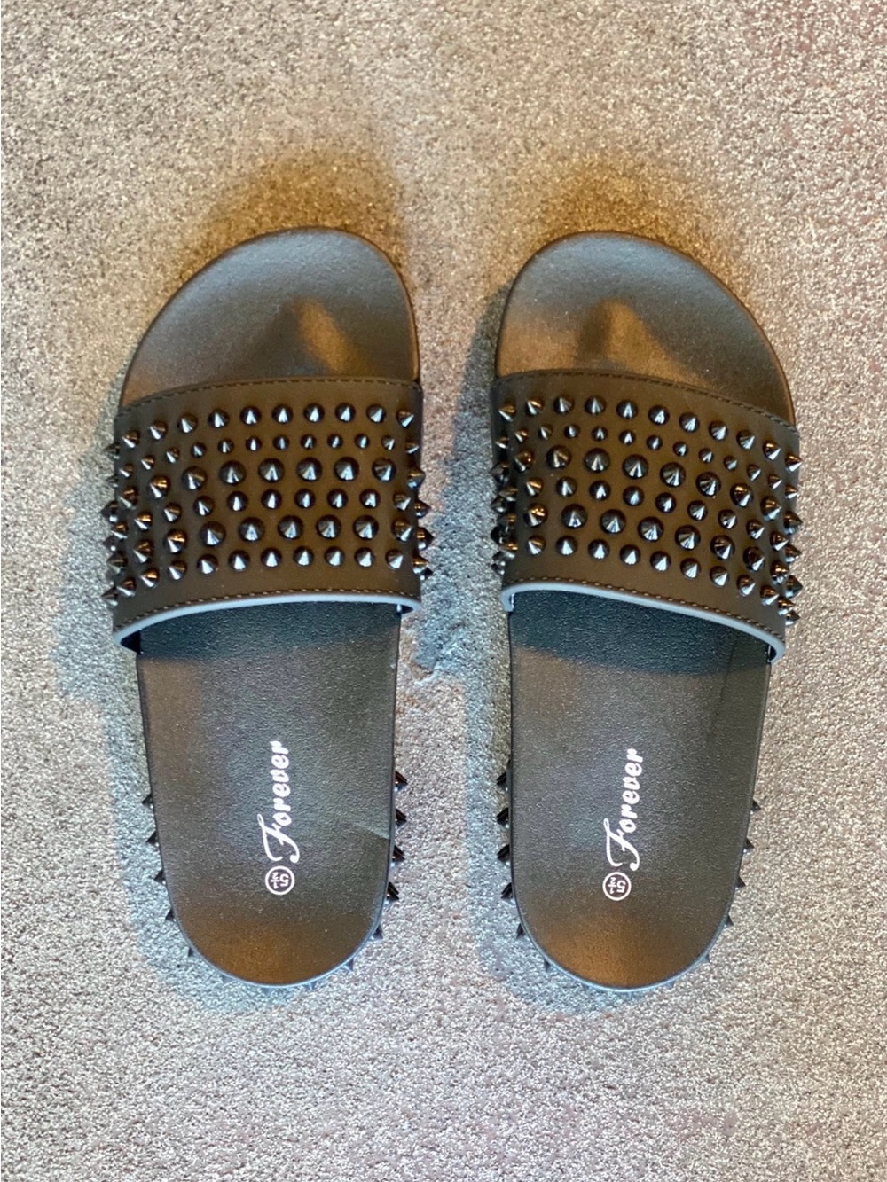 Forever Black Studded Slide Sandals